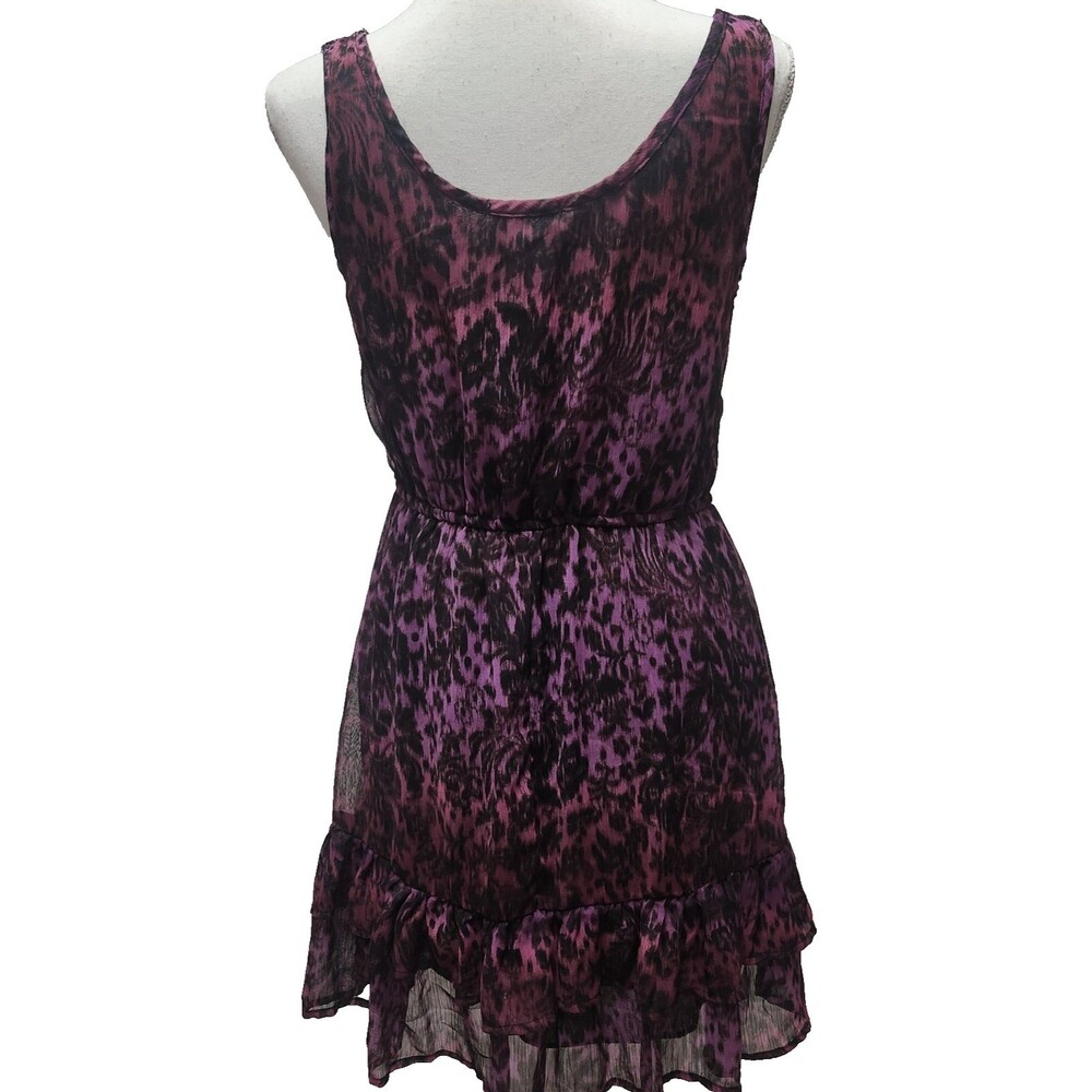 Y2K BeBop Purple Ruffle Dress Leopard Print Mini Grunge Fairy Croquette Medium - Picture 4 of 7